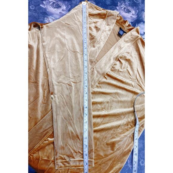 Rue21 Crushed Velvet Cardigan Open Jacket Shawl Collar Golden Yellow Womens L - Picture 6 of 7